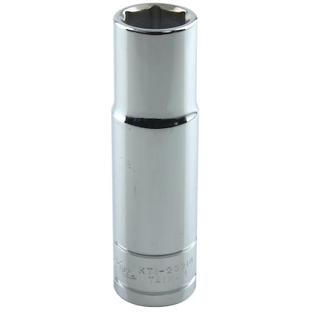 K-Tool International 1/2" Drive, 9/16" SAE Socket, 6 Points, Chrome, Deep, 6 pt., 1/2"Dr, 9/16 KTI-23218
